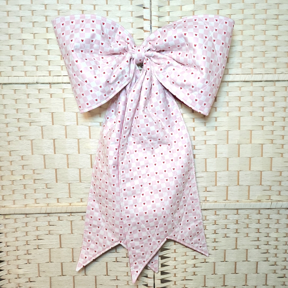 Handmade Bow Quilted Door Wall Hanging Heart Valentines Extra Large